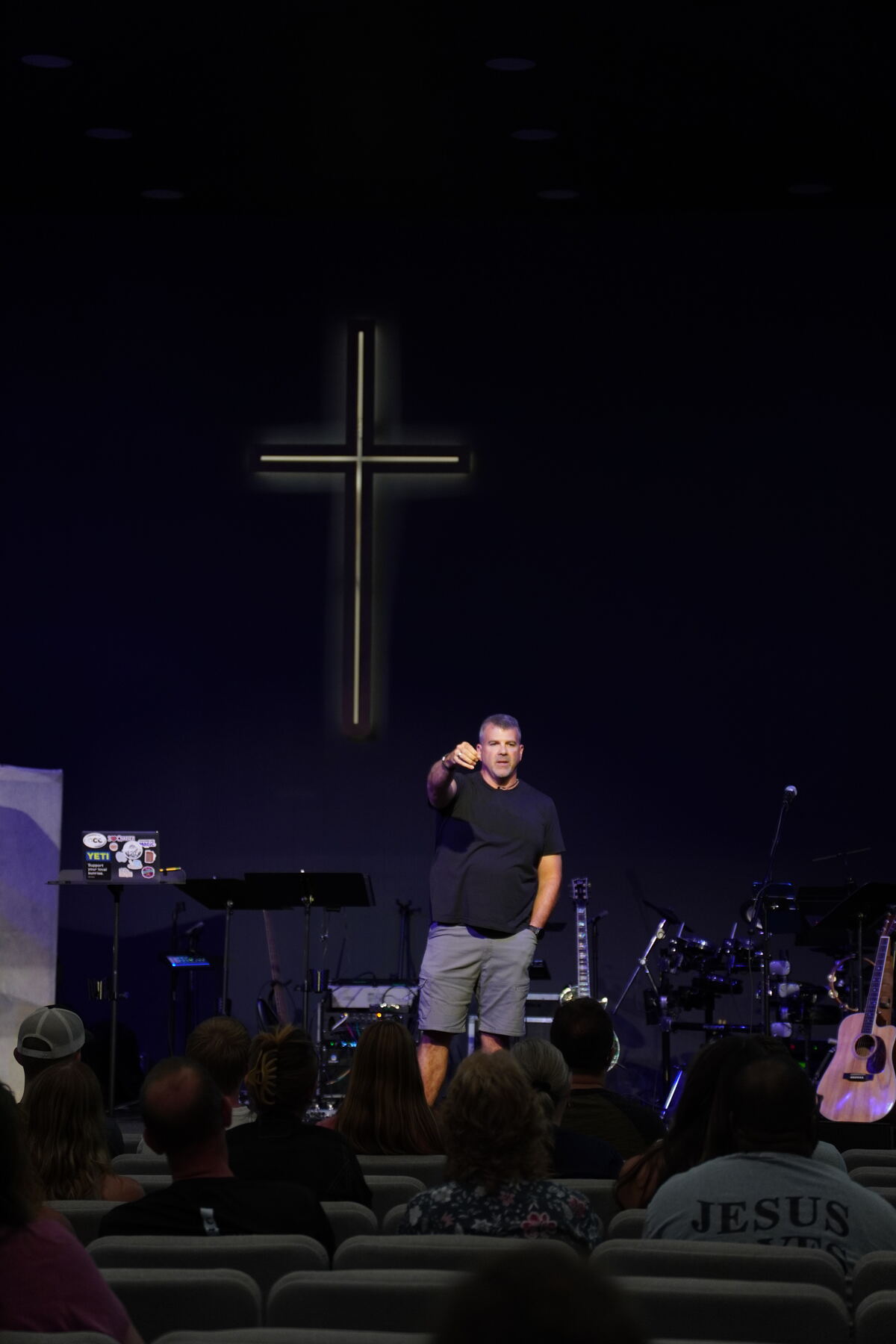 The band leading a worship set